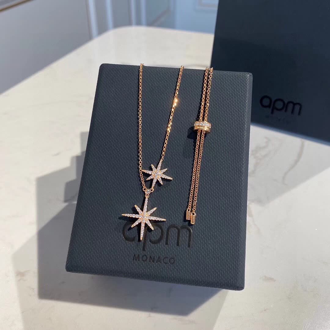 APM Monaco Rose Gold Star Pendant Necklace